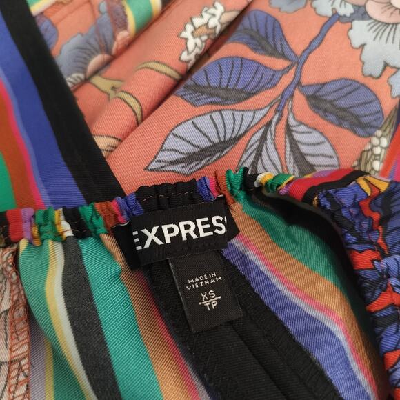 Express Halter Top Tank Floral Stripe Satin - Picture 10 of 10